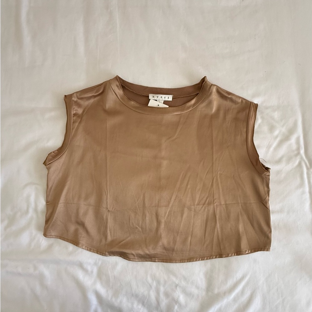 Light Brown Sleeveless Crop Top